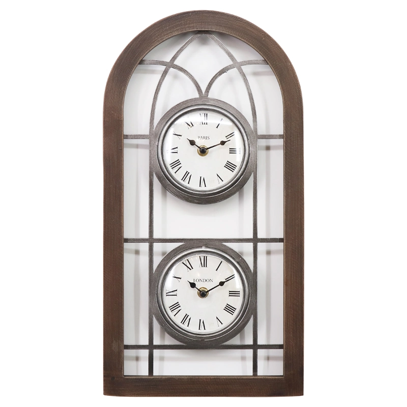 2 Time Clock Antique Wall Clock with Time Zone of Different Countries Vintage Wall Clock