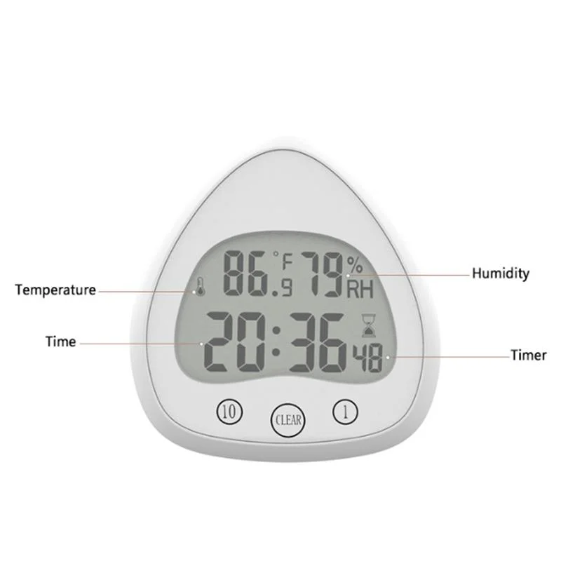 Silent Waterproof Bathroom Clock Multi-Function Temperature and Humidity Kitchen Countdown