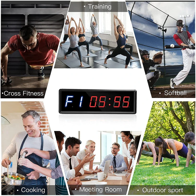 Digital Gym Wall Clock Remote Control Gym LED Interval Fitness Countdown Timer