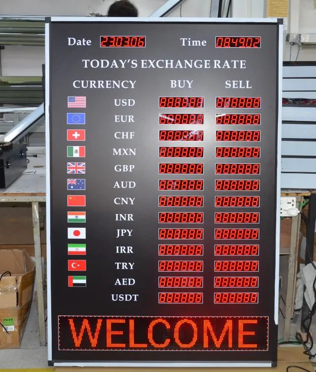 Foreign Exchange Rate LED Display Board, Score Board, LED Gas Price Display Board