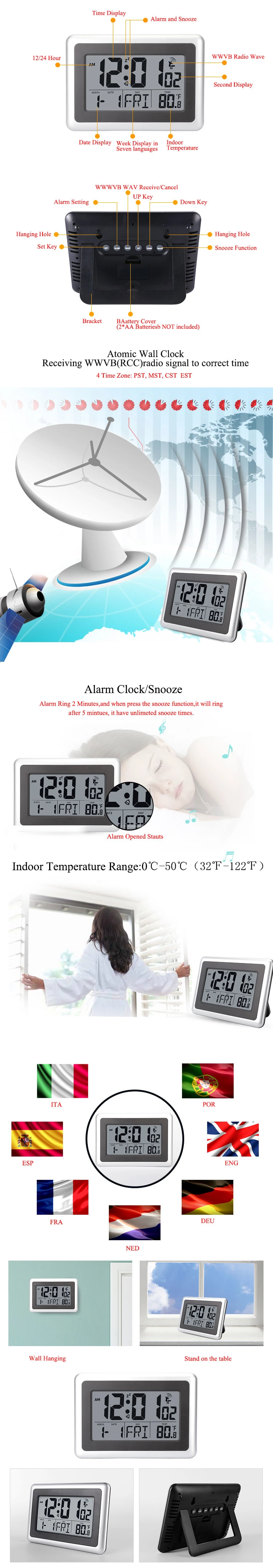 Digital Dcf Rcc Promotional Mounted World Time Zone Wall Clock
