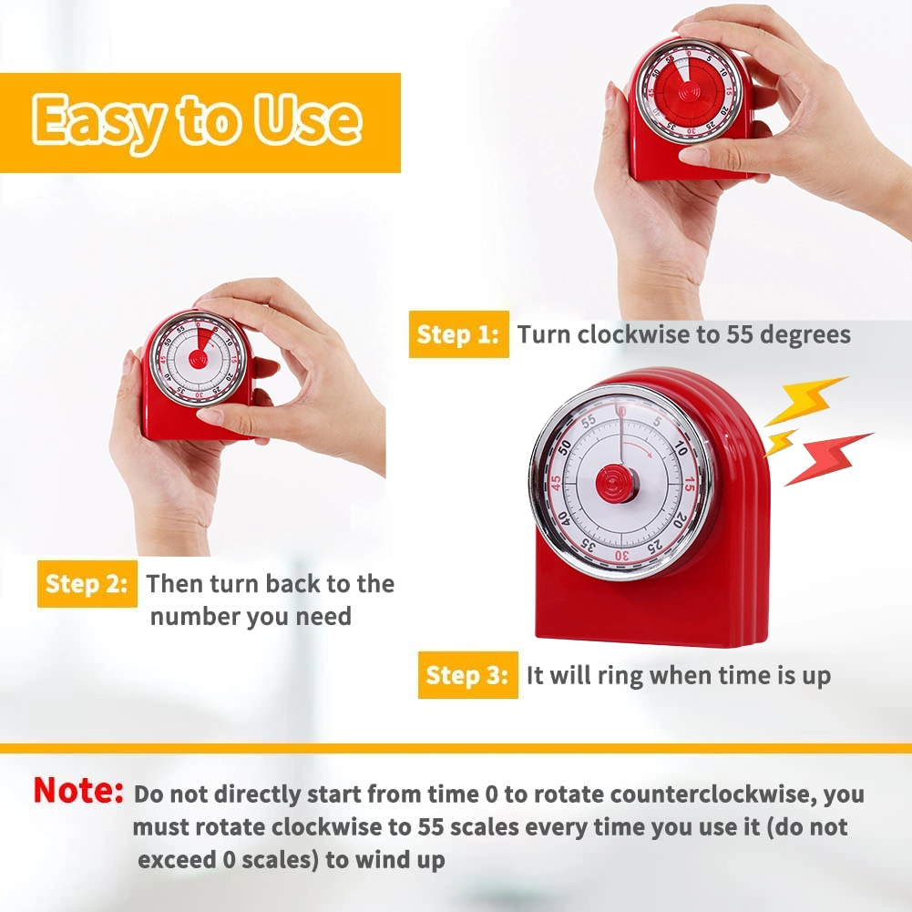 Sets From 0 to 60 Minutes Mechanical Kitchen Timer