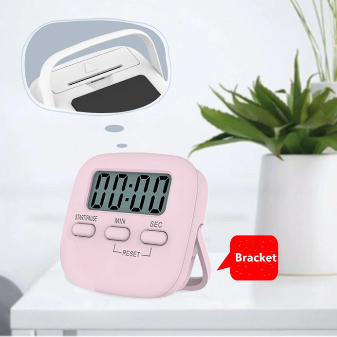 Mimi LCD Digital Screen Kitchen Timer Back Stand, Magnetic Cooking Countdown Alarm Sleep Stopwatch, Temporizador Clock Home Multifunctional Tools (Pink Color)