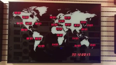 LED Digital Date Display World Time Zone Wall Clock