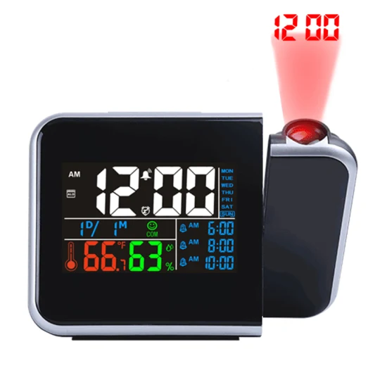 Radio Controlled Alarm Clock Projection Time Temperature Ceiling Projector Clock Dst Time Zone Selectable